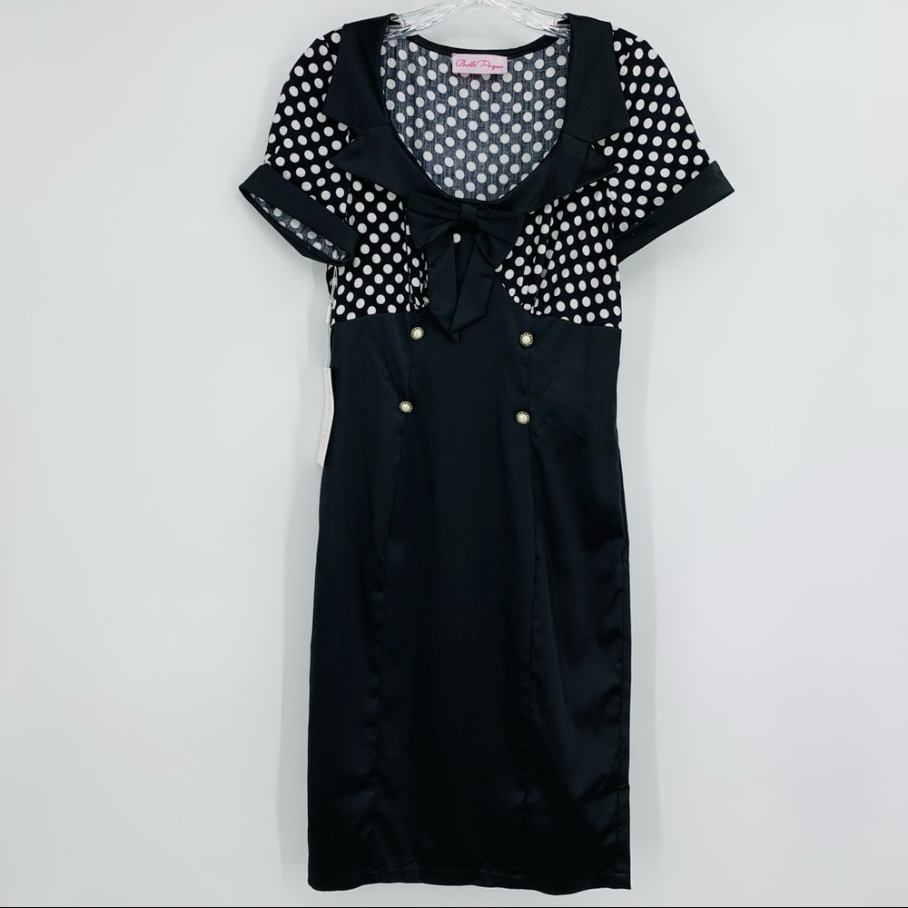 Belle Poque NWT Retro Vintage Style Pinup Girl Satin Dress Black Size 4